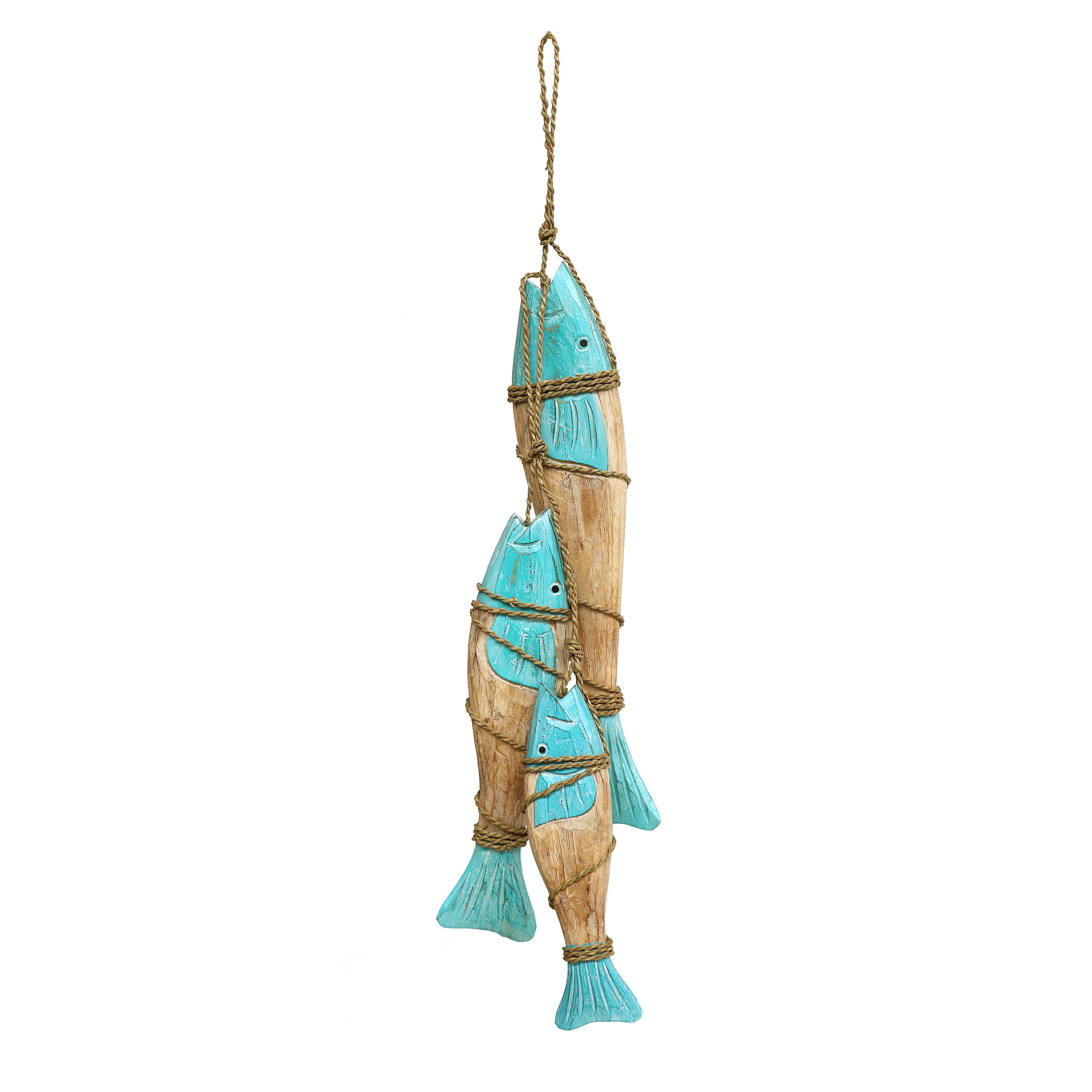 Figuren-Set '3 Fische', türkis, natur, H 65 cm, B 18 cm, L 9 cm von fischer's lagerhaus