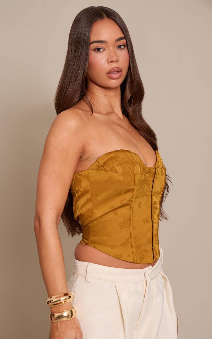 Doré Corset À Agrafes En Jacquard Olive Doré