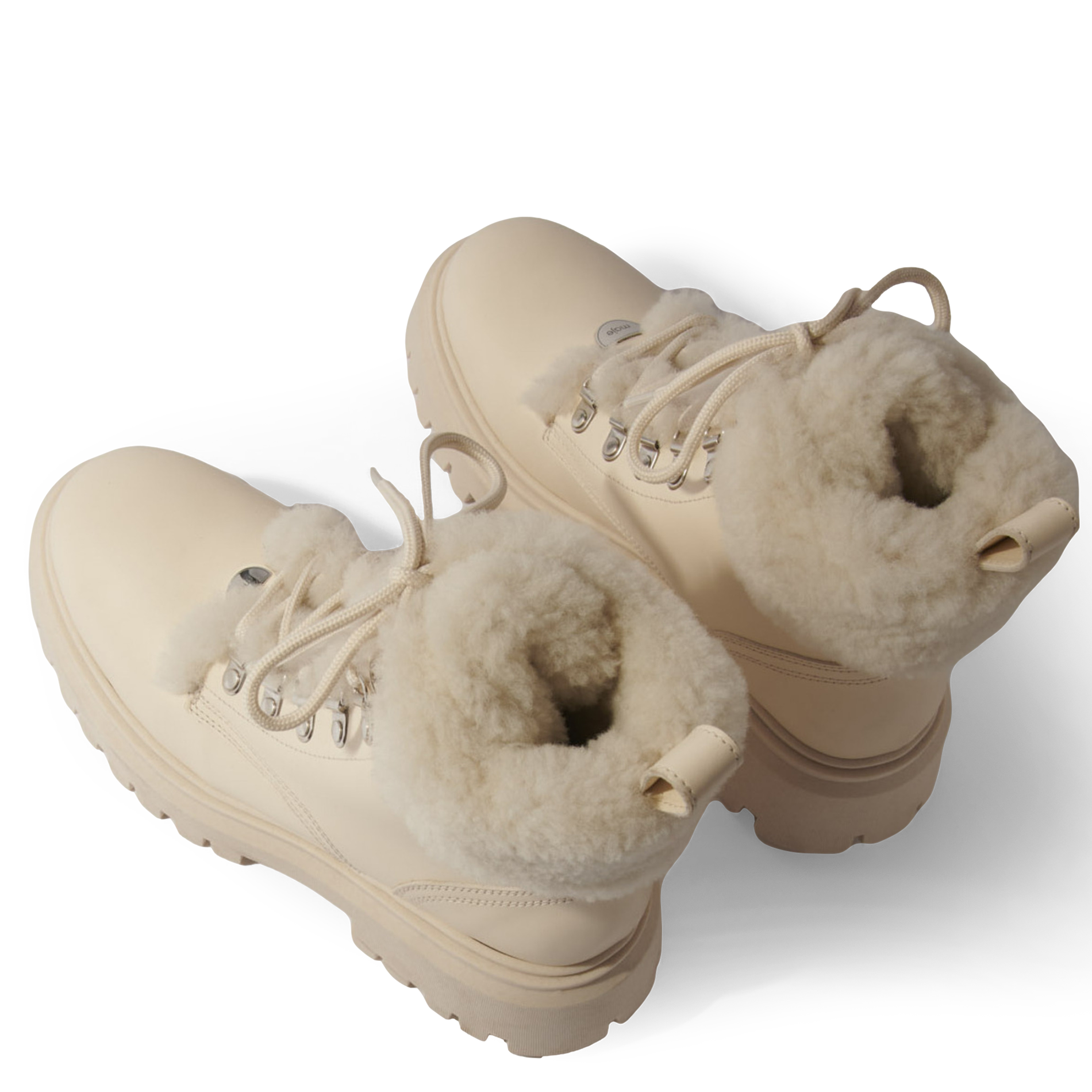 Boots en cuir et fausse fourrure | Beige