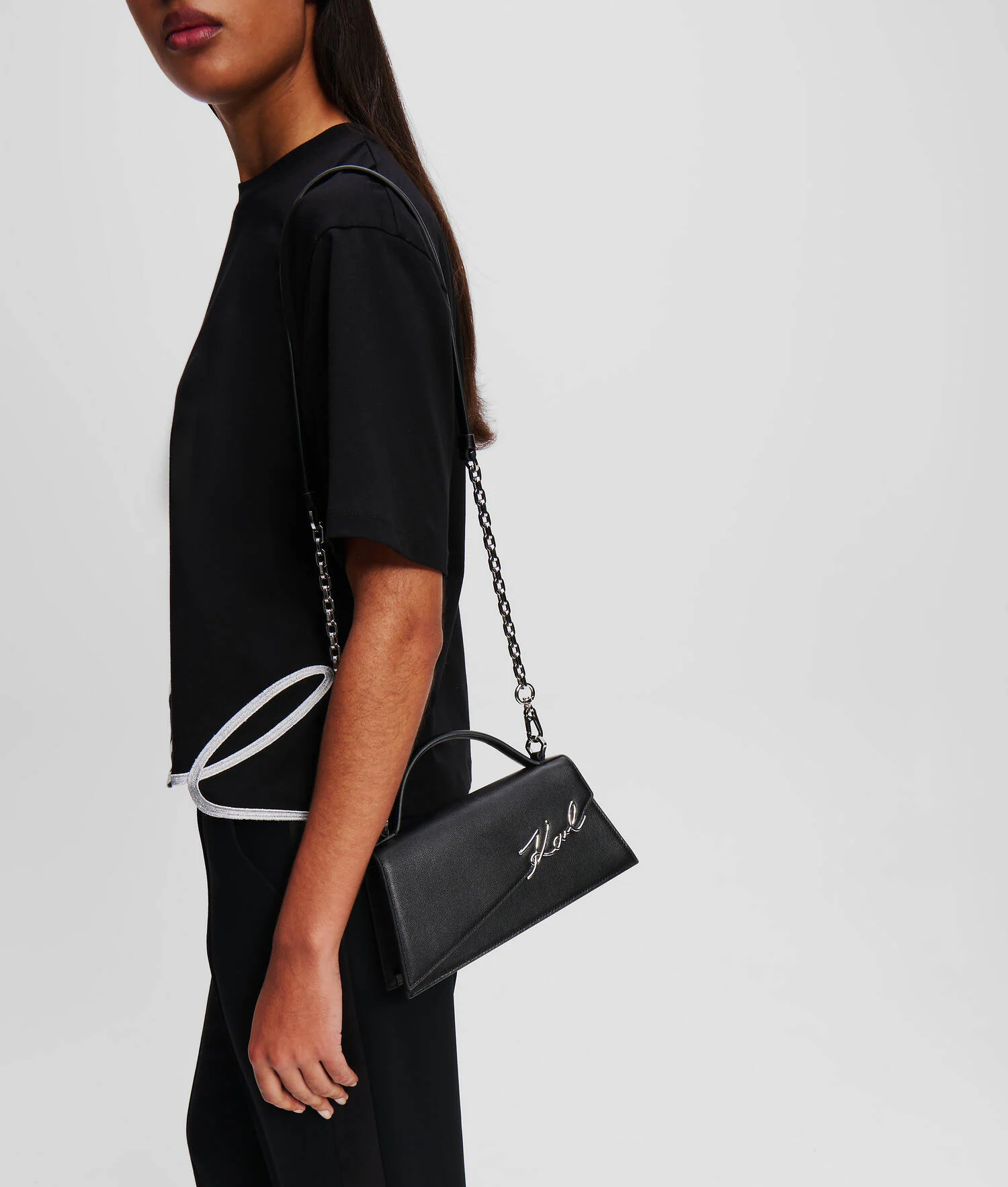 SAC BANDOULIÈRE FIN K/SIGNATURE - Noir/Nickel