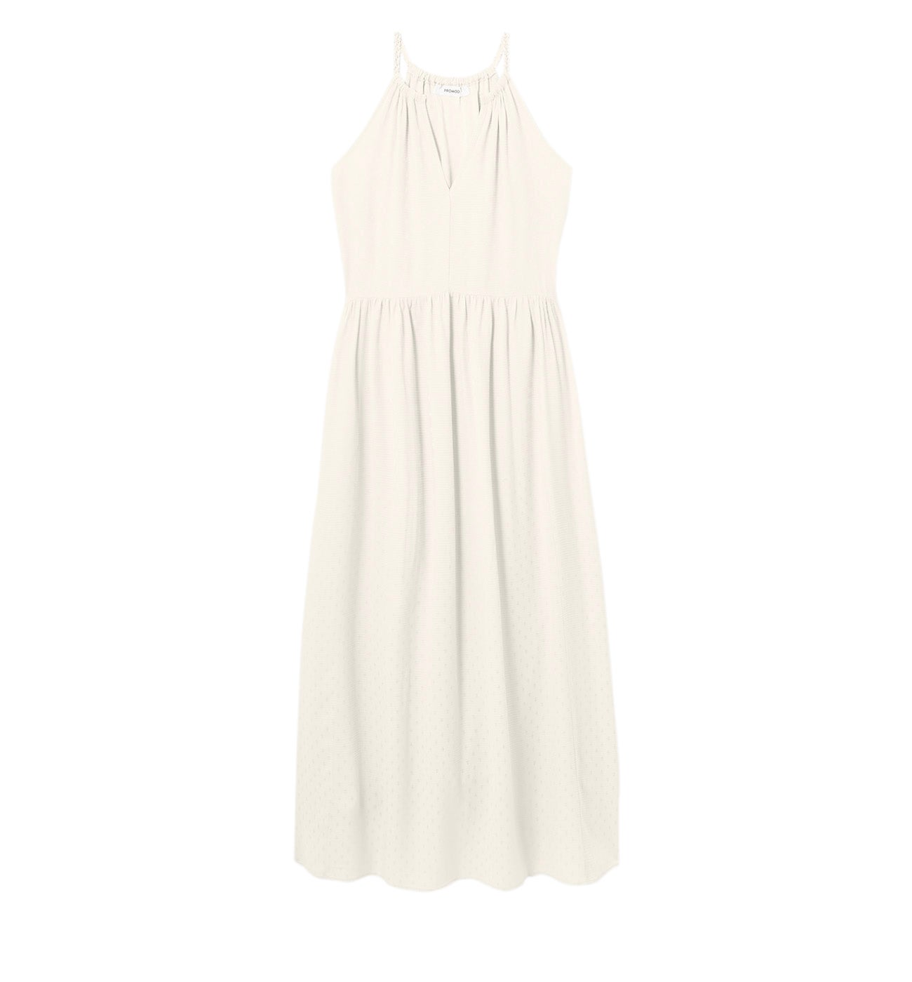Longue robe à bretelles Femme - Ecru