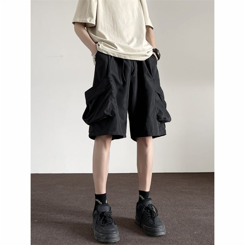 emeisa - Effen cargoshorts met trekkoordtaille