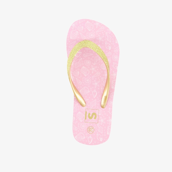 Roze meisjes teenslippers met schelpjes
