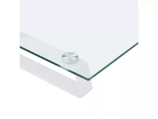 Support de moniteur blanc 100x35x8 cm verre trempé et métal