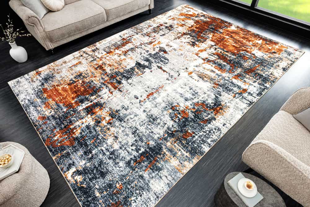 Design Teppich MODERN ART XXL 350x240cm grau kupfer Kurzflor Indoor-Teppich