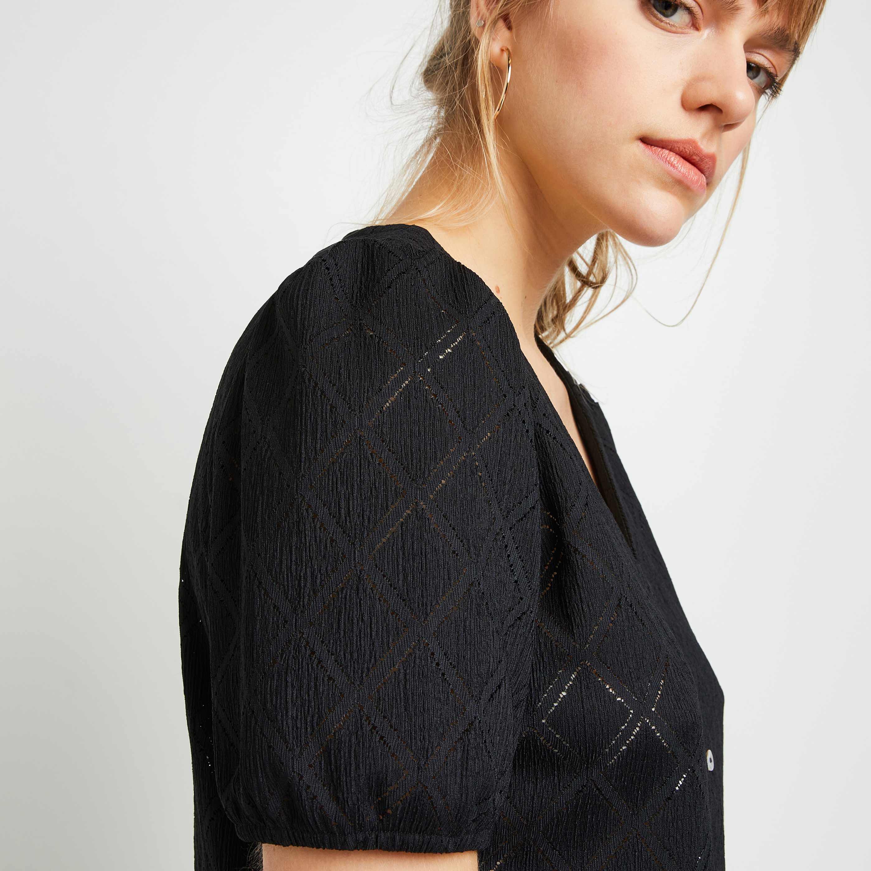 Tshirt ajouré femme - NOIR