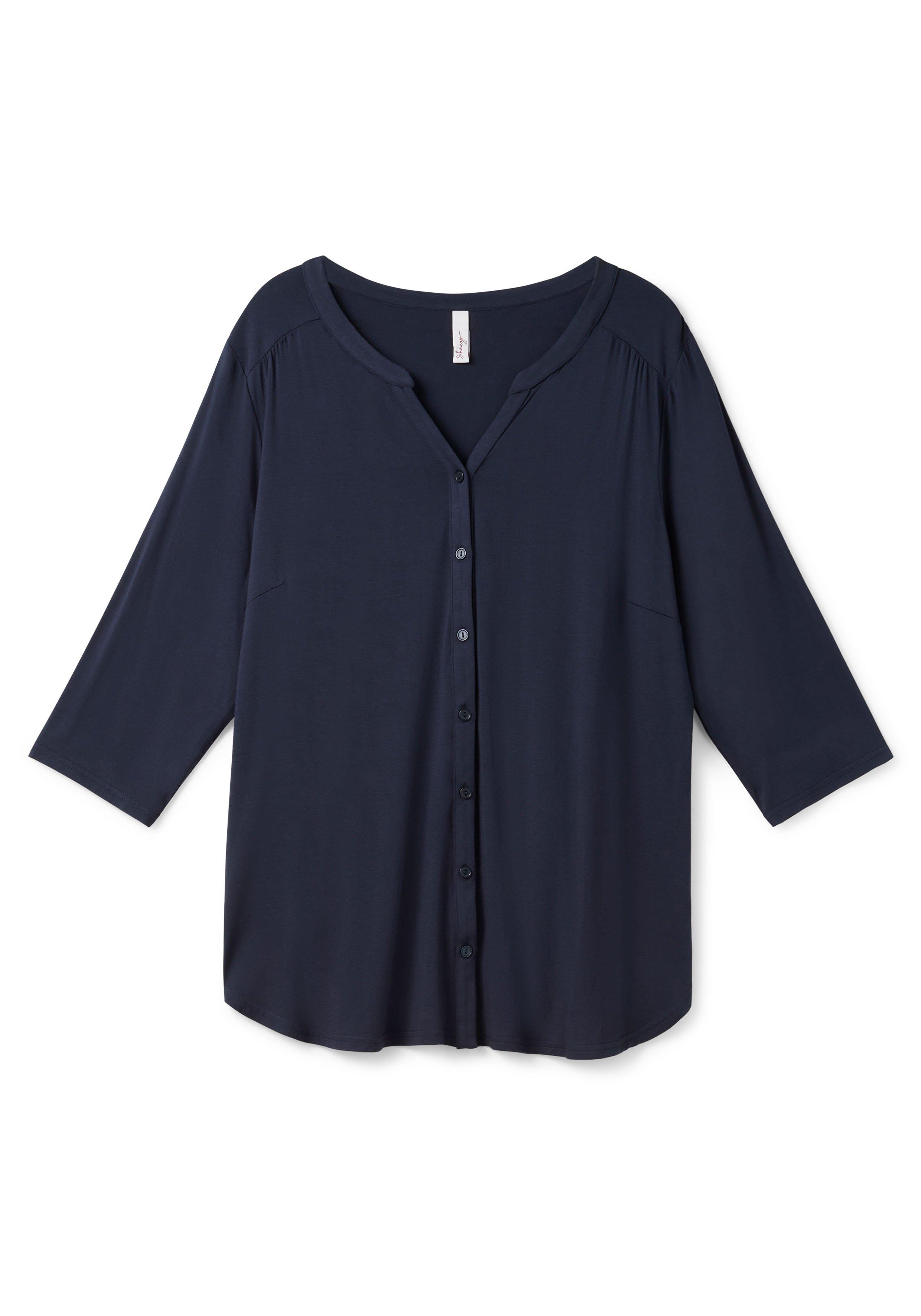 Shirtbluse mit 3/4-Arm und Kräuseldetails