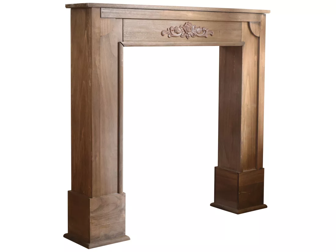 Encadrement Cheminée Decorative Bois Marron Shabby 100x105x21