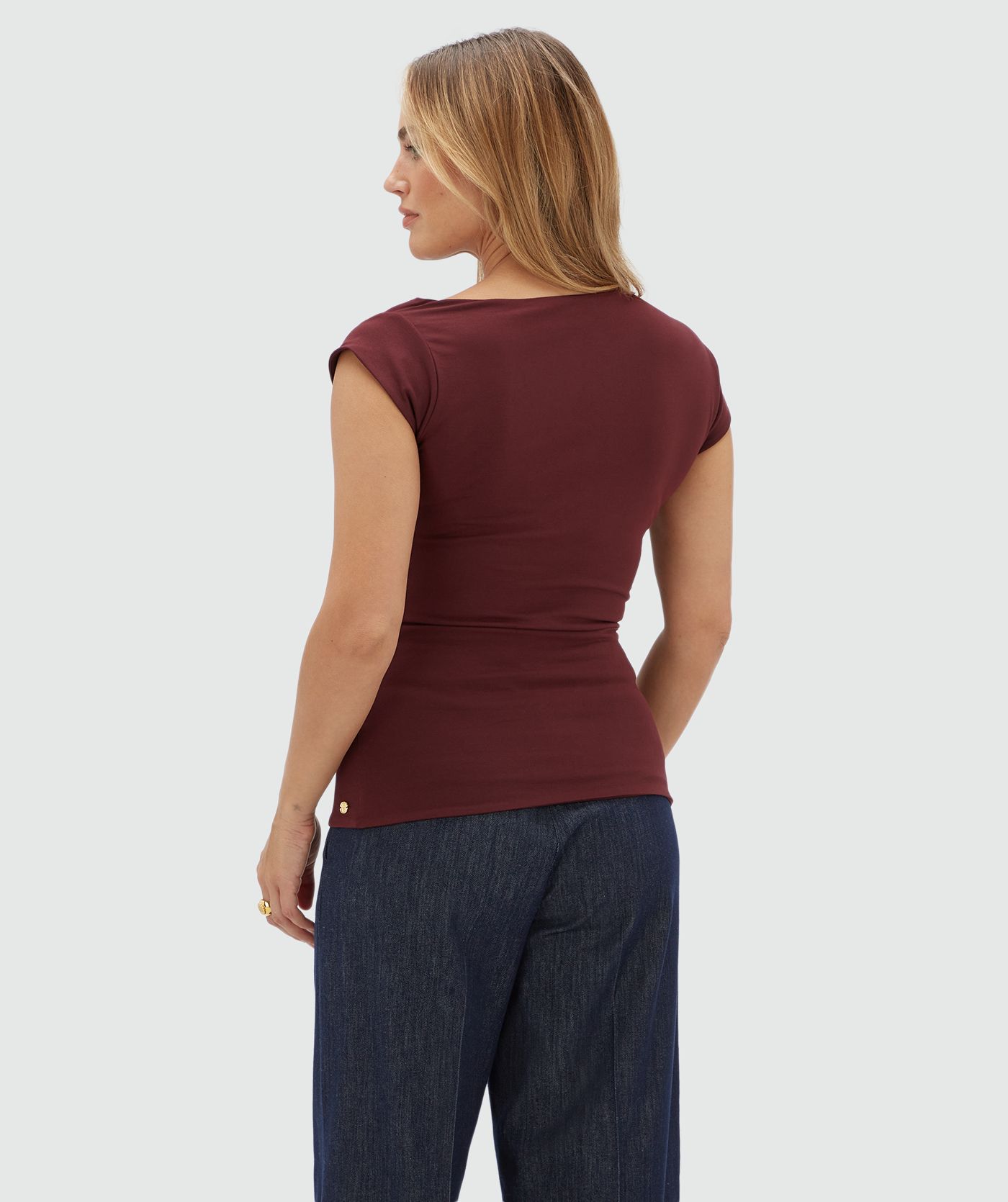 JV-PERCY slim fit top - burgundy
