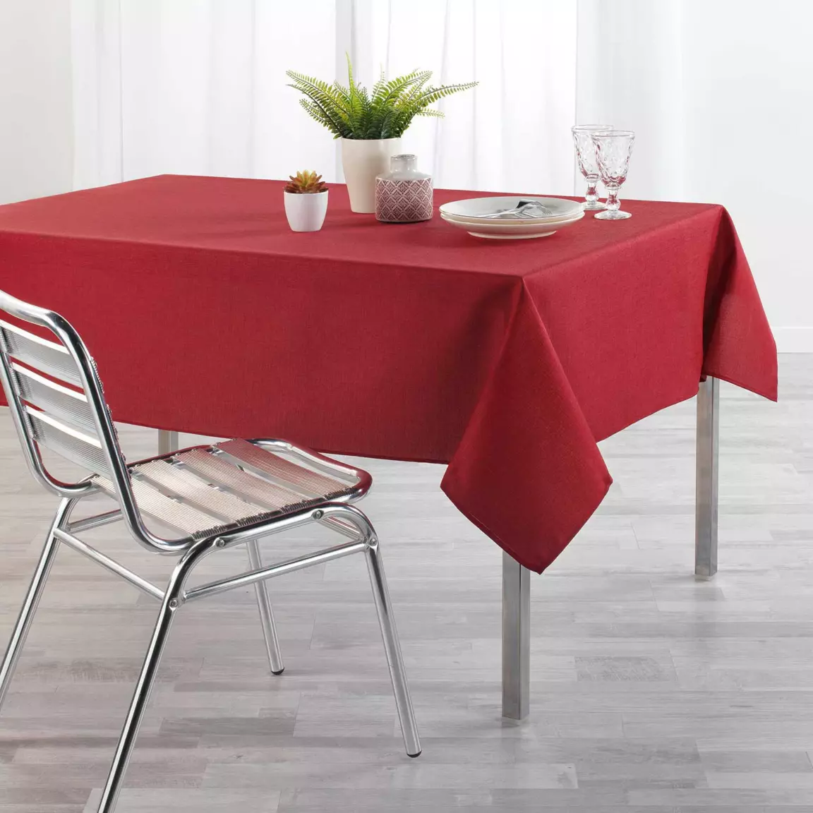 Nappe rectangulaire enduite (L250 cm) Newton Rouge carmin