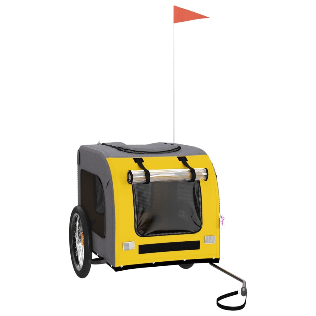 Reboque para bicicleta para cães vidaXL, ferro, tecido Oxford, amarelo, cinza