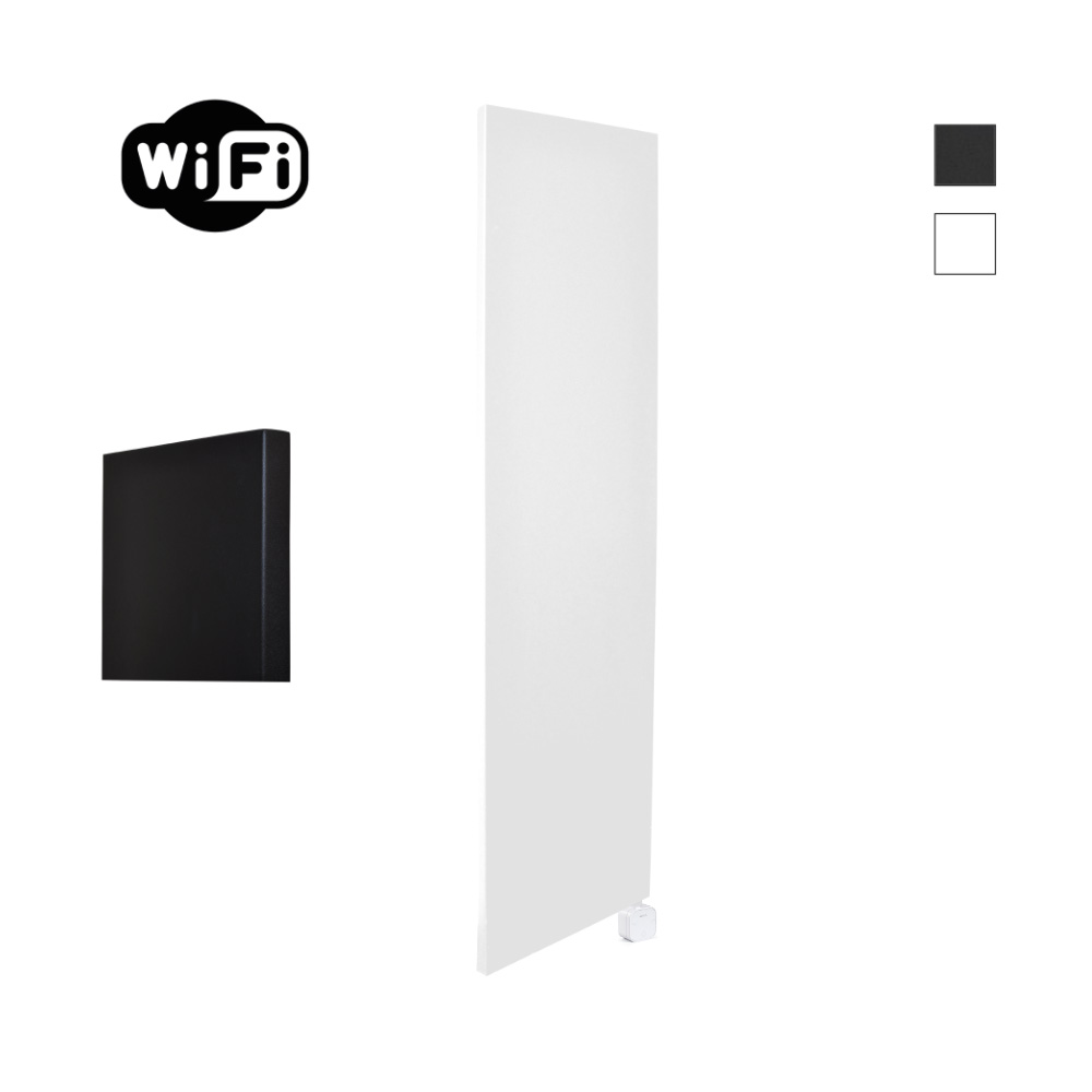 Sanicare Carini Denso elektrische Wifi radiator 180x40cm mat wit met thermostaat wit rechtsonder
