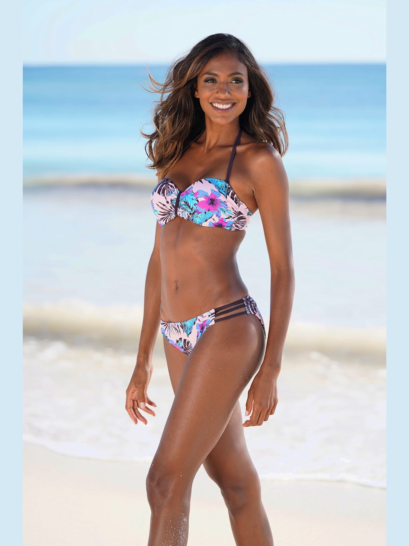 Haut de maillot de bain bandeau imprimé floral