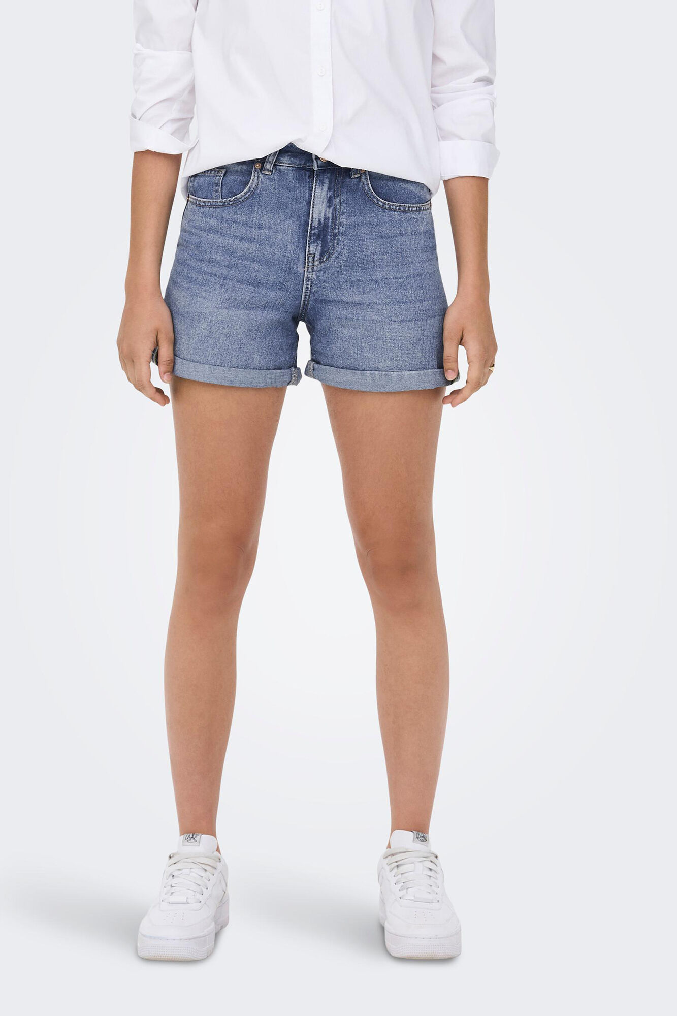 Shorts jeans de cintura alta