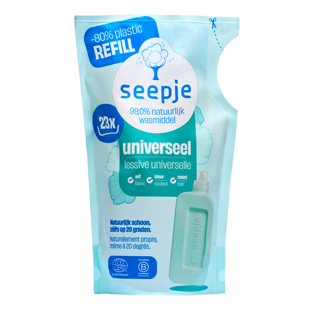 Seepje Vloeibaar Wasmiddel Universeel Navulling Sprankelende Jasmijn 23 Wasbeurten1 liter