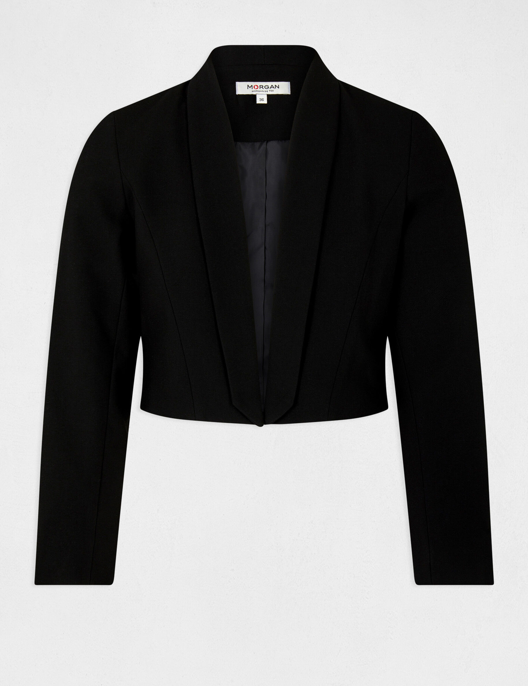 Veste boléro droite manches 3/4 noir femme - noir