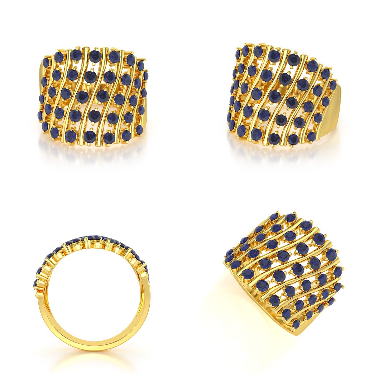 Bague ADEN Or 585 Jaune Saphir 6.92grs