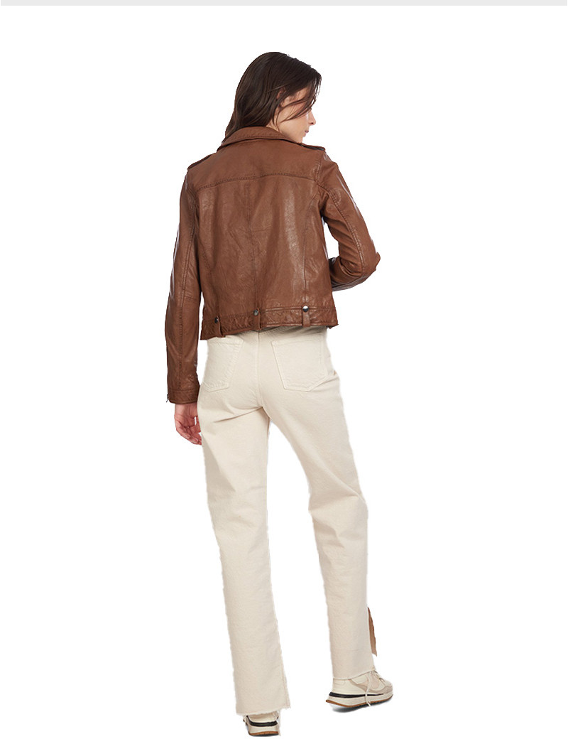 OAKWOOD BLOUSON FEMME EN CUIR COGNAC PRINCESS