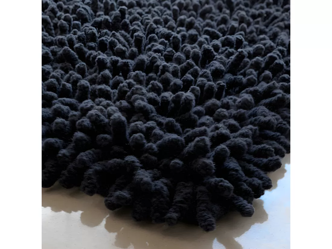 Tapis de salle de bain 40 x 60 cm coton chenille anthracite - NAPOLEON