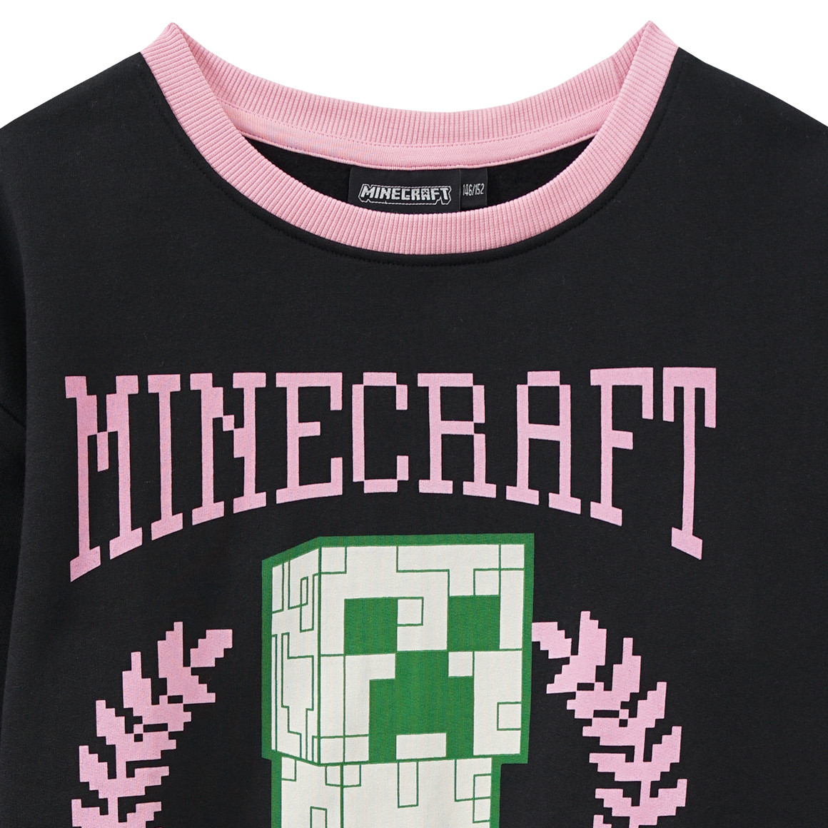 Yigga Minecraft Sweatshirt mit Print schwarz / rosa