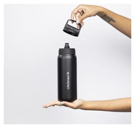 Bouteille filtre à eau LifeStraw Go 2.0 isolée en acier inoxydable 700 ml-Noir