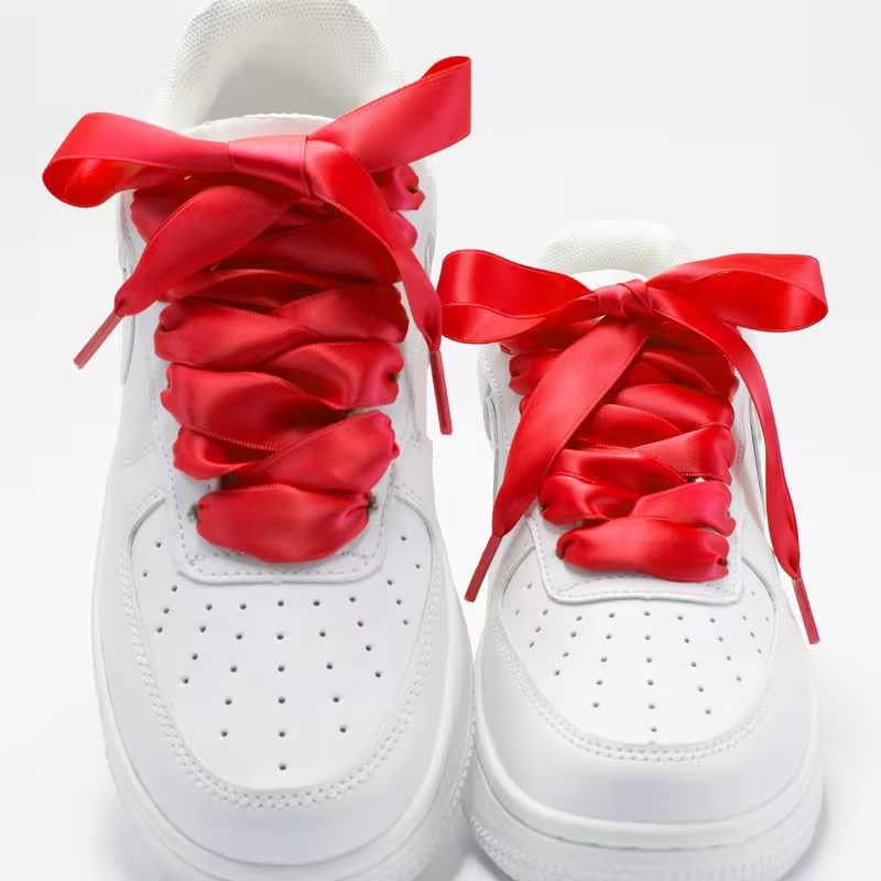 (1 Paar) 120cm Breite Satin Schnürsenkel Klassische Sneaker Schuhbändel - Rot