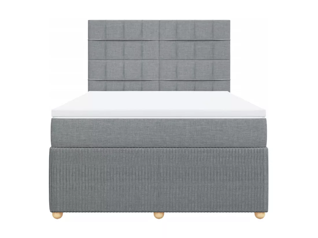 Sommier à lattes de lit avec matelas Gris clair 160x200cm Tissu