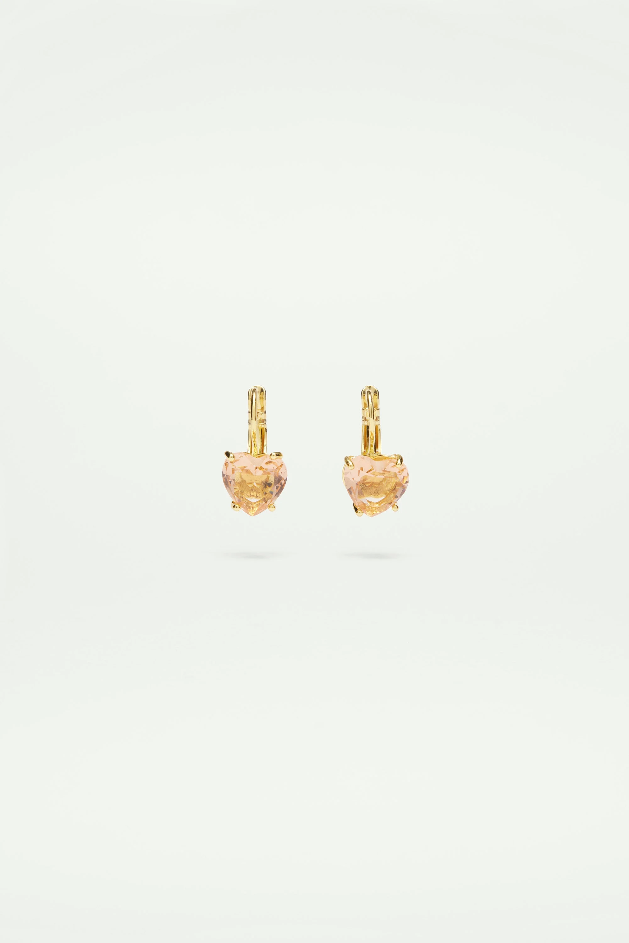 Boucles d'oreilles dormeuses pierre coeur la diamantineabricot | Rose