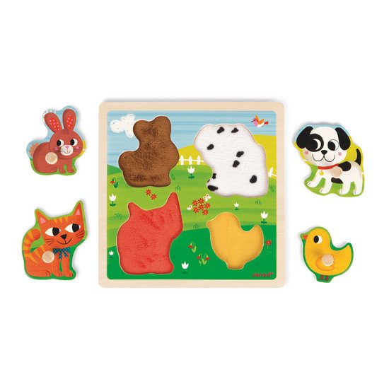 Puzzle bois tactile premiers animaux 4 pièces   de               Janod