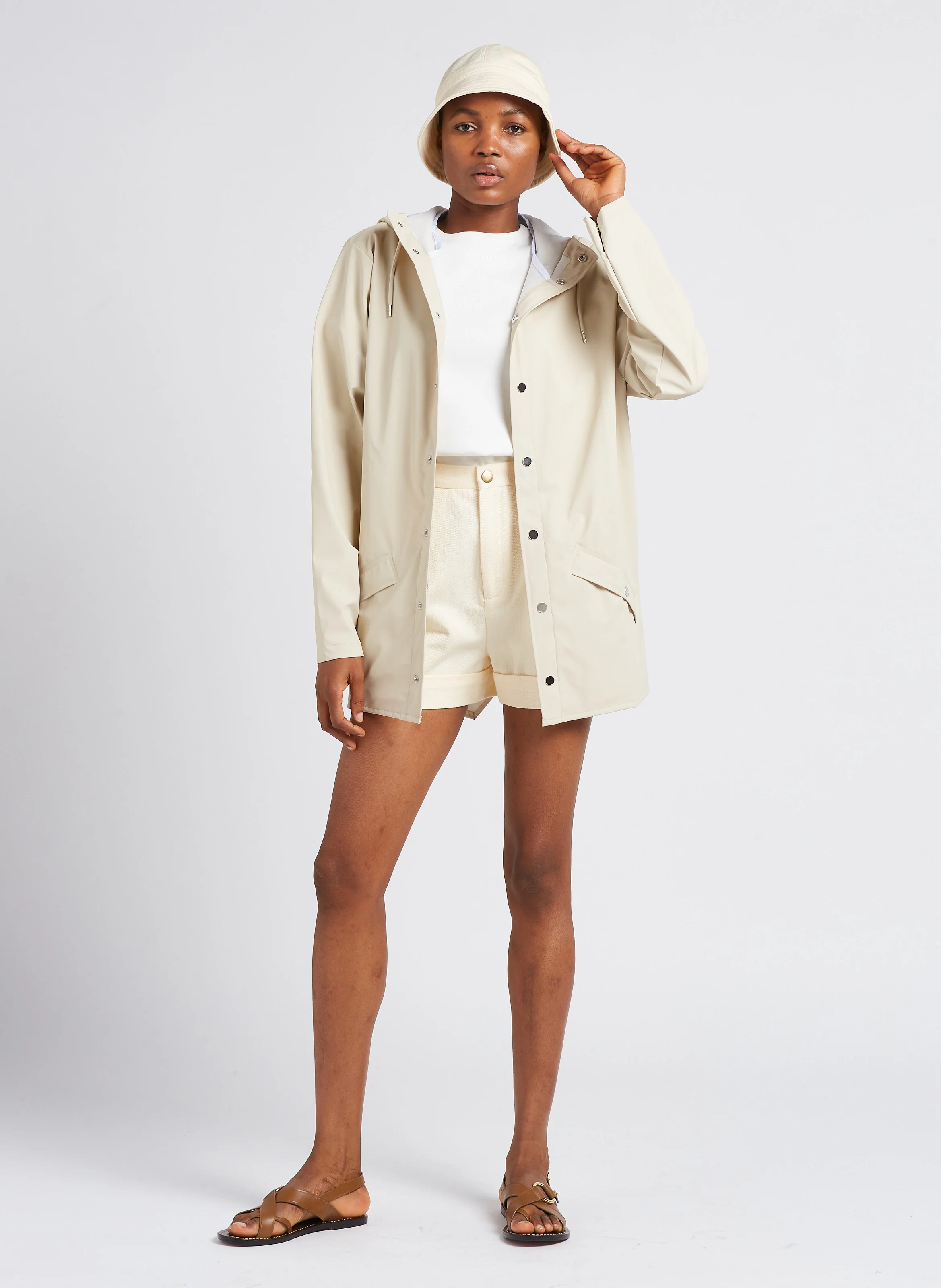 Coupe-vent imperméable à capuche | Beige