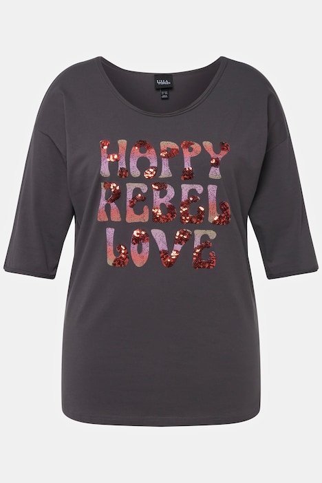 T-Shirt, Schriftmotiv, Oversized, Rundhals, Halbarm