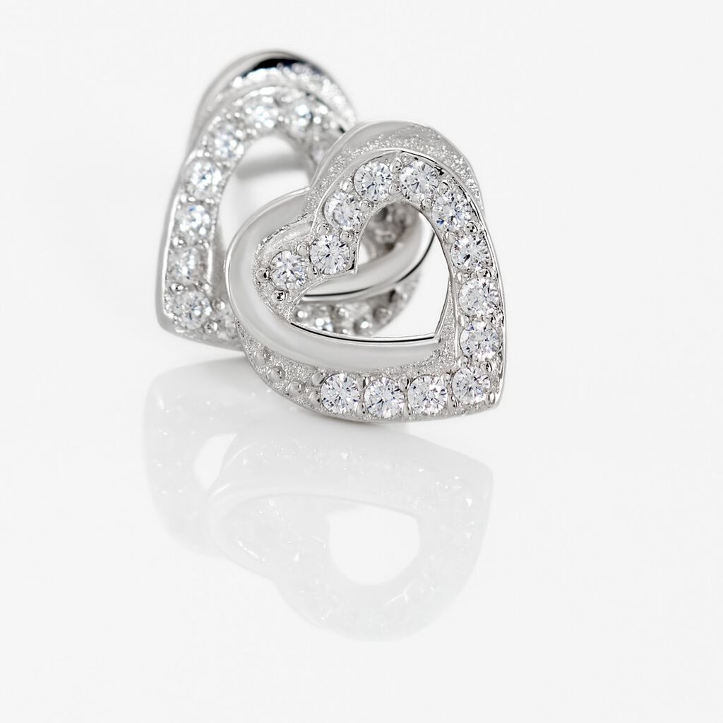Boucles D'oreilles Puces Argent Blanc Centondis Oxydes De Zirconium