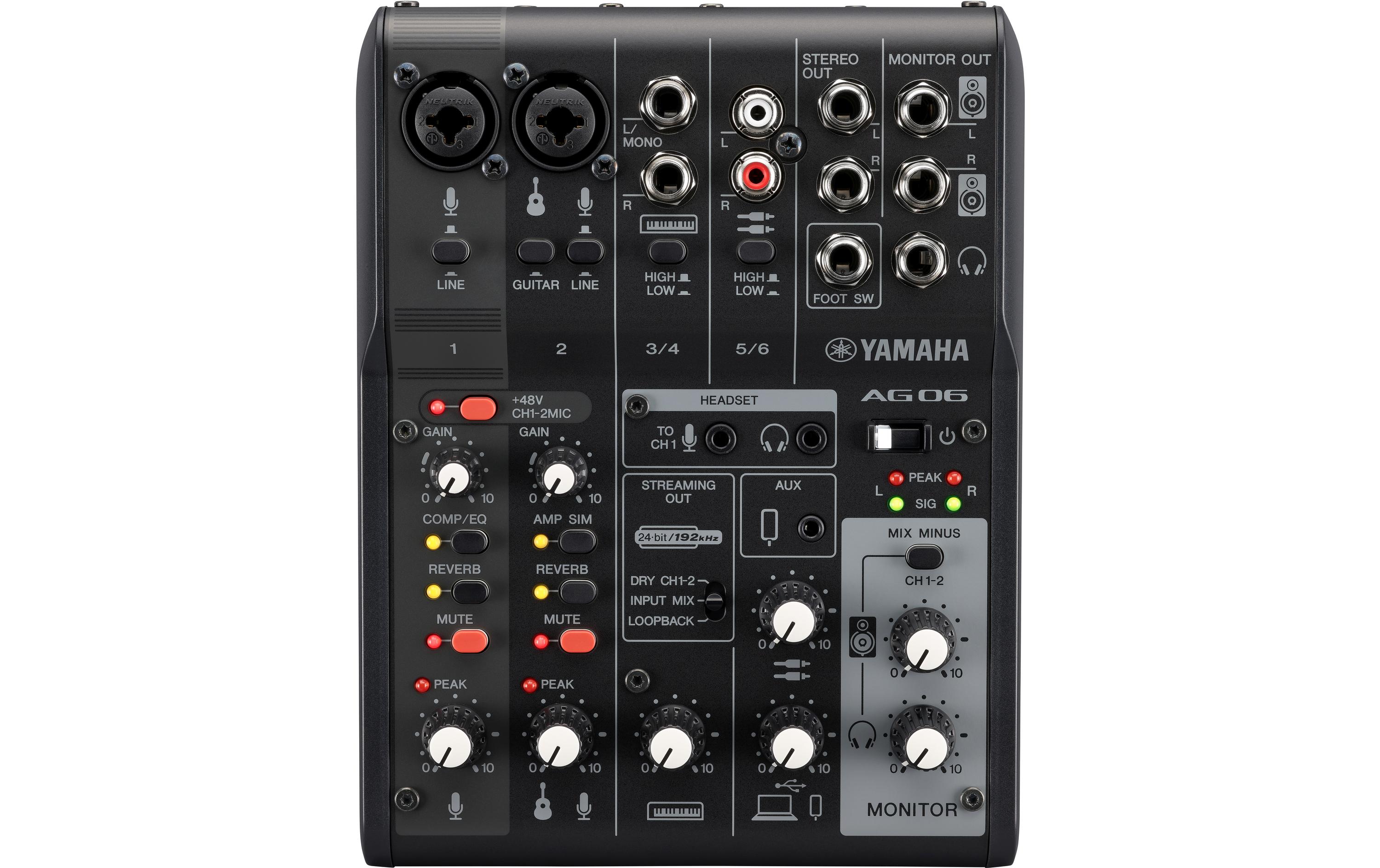 Mischpult AG06 MK2 – Schwarz<br>6-Kanal Live-Streaming Mischpult mit USB-Audio-Interface