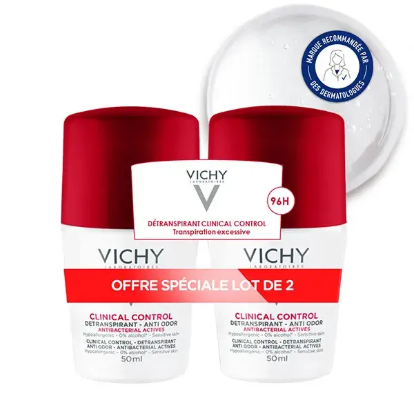 Vichy Déodorant Clinical Control 96h Bille 50ml Lot de 2 x 50ml