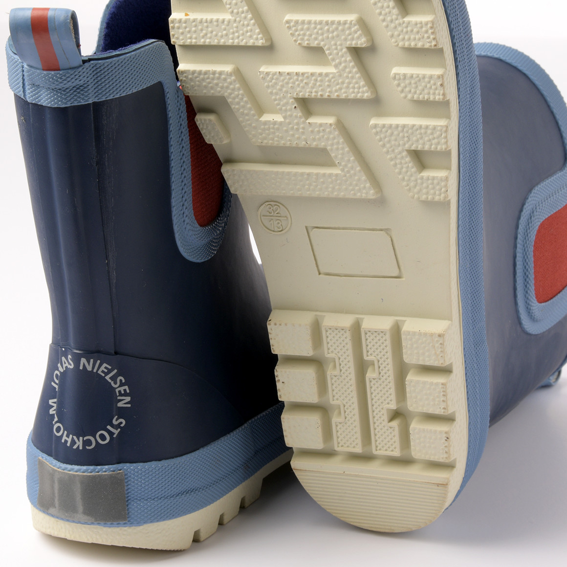 Topolino Kinder Gummistiefel mit niedrigem Schaft dunkelblau / hellblau / hellbraun