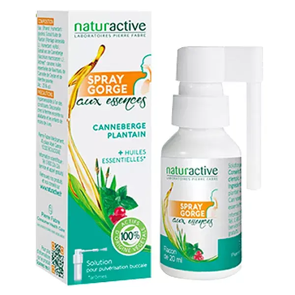 Spray para garganta Naturaactive ENT, aroma de cranberry e banana-da-terra, 20ml