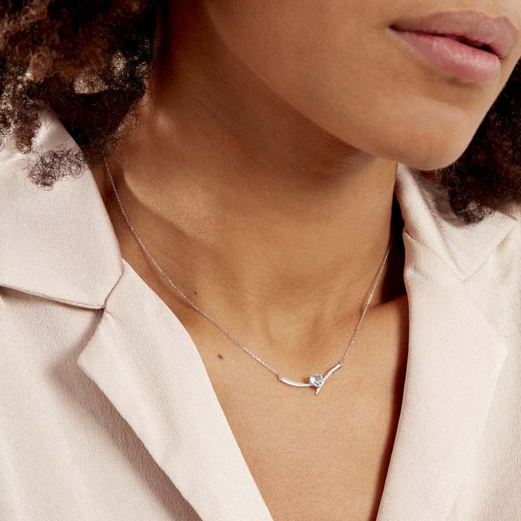 Collier Eva Or Blanc Topaze Et Oxyde De Zirconium