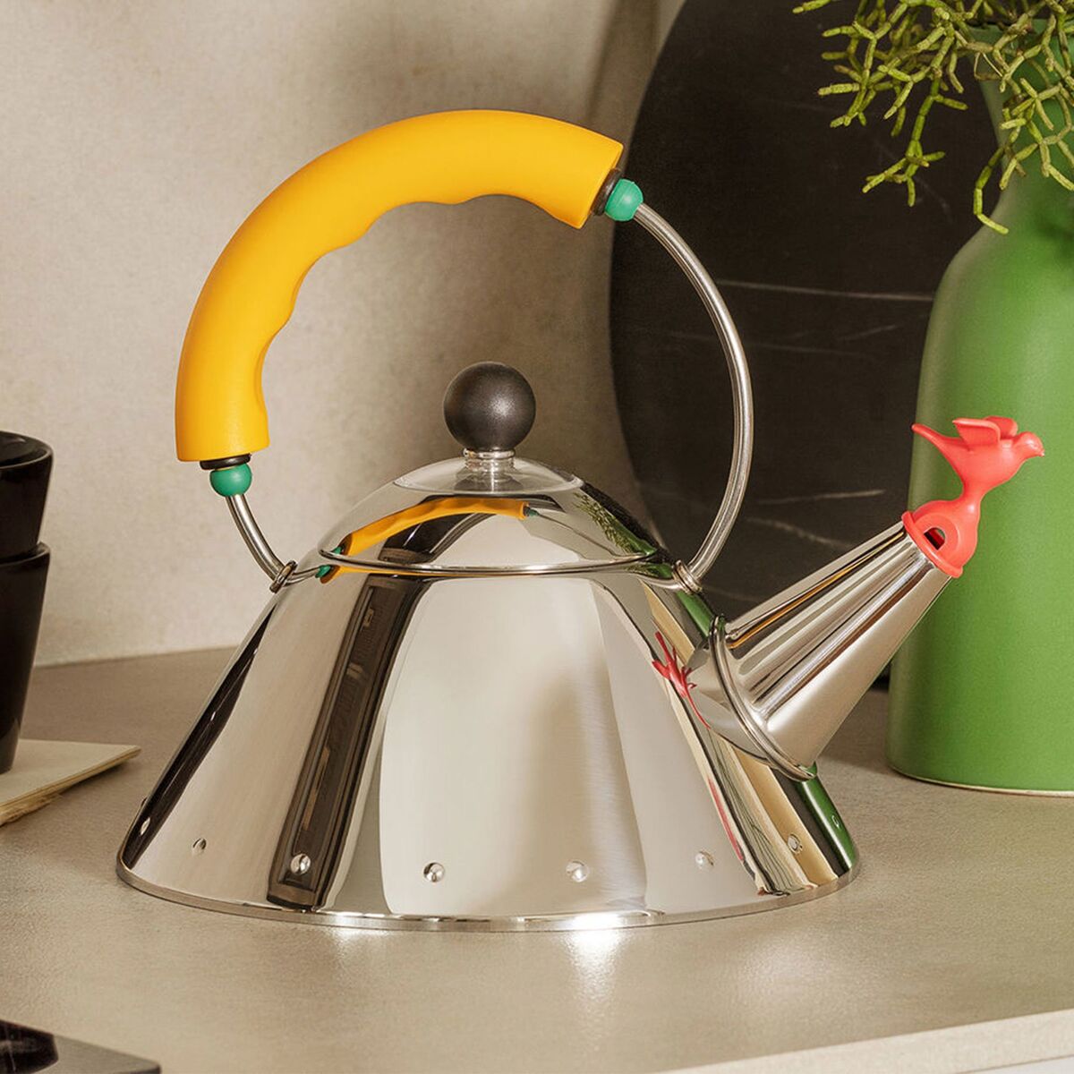 Kettle fløytekjele 1 liter, rustfritt stål/gul