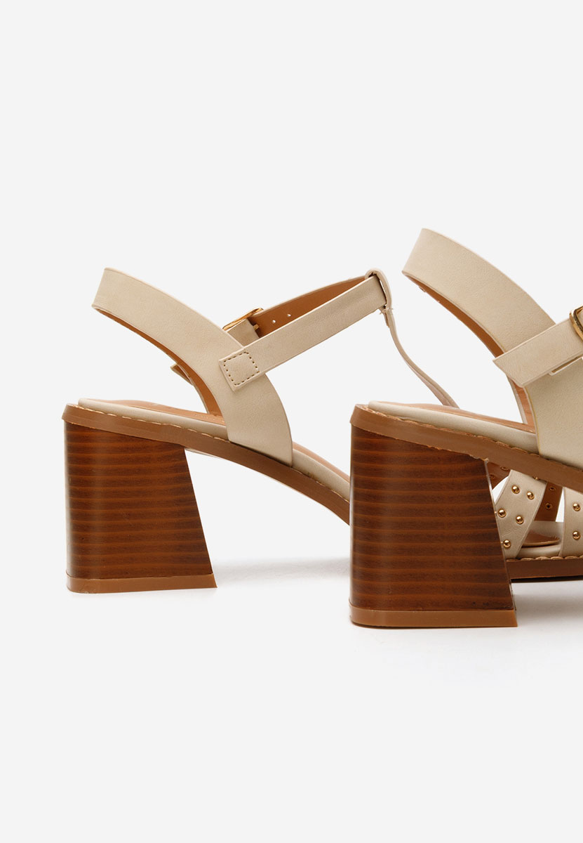 Sandales à talon épais beige Necole