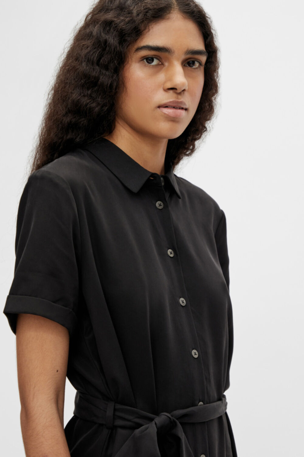 Vestido camisa grande - Preto