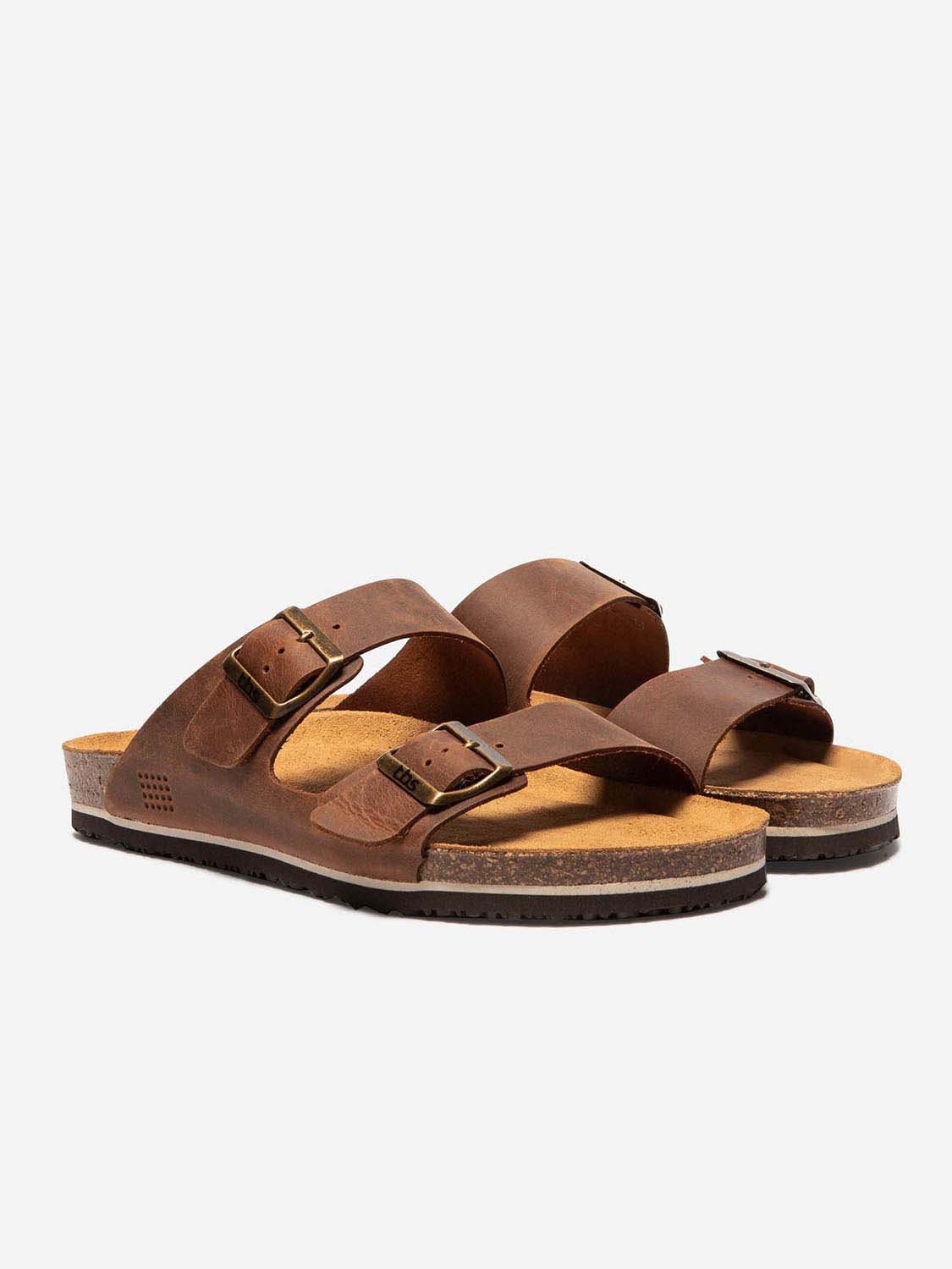 Mules Homme Confort Dessus Cuir Marron