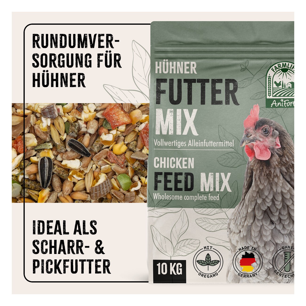 AniForte FarmLife Hühner Futter Mix mit Oregano 10 kg