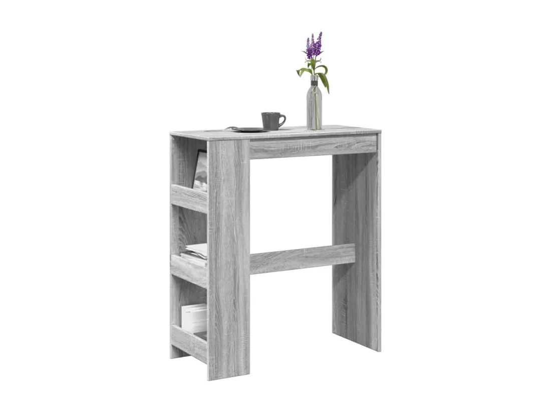 Table de bar avec étagères sonoma gris bois d'ingénierie