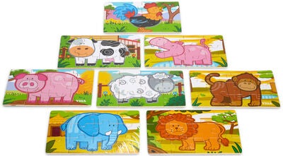 VIGA Trepuslespill Med Dyr 2-pack, 8x12 brikker