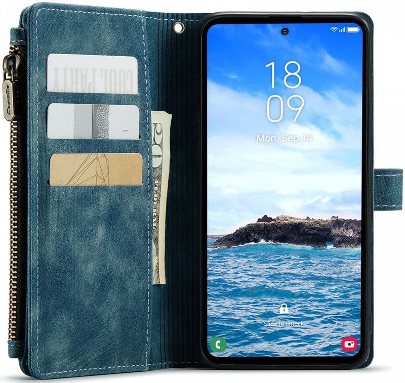 CaseMe - C30 - Hoesje - Samsung Galaxy S24 Plus - Blauw - Pasjeshouder Book Case