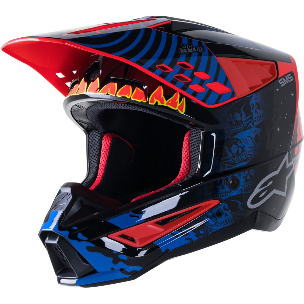 Alpinestars - Casque Supertech S-M5 Solar Flare Noir Brillant / Bleu / Rouge