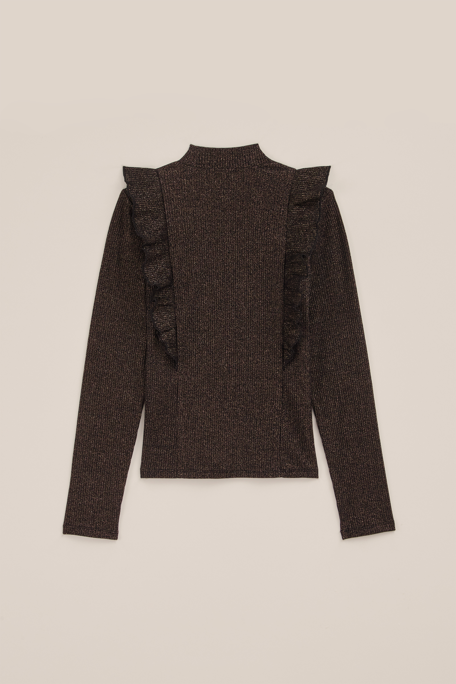 Meisjes geribd T-shirt met glittergaren WE Fashion Goud