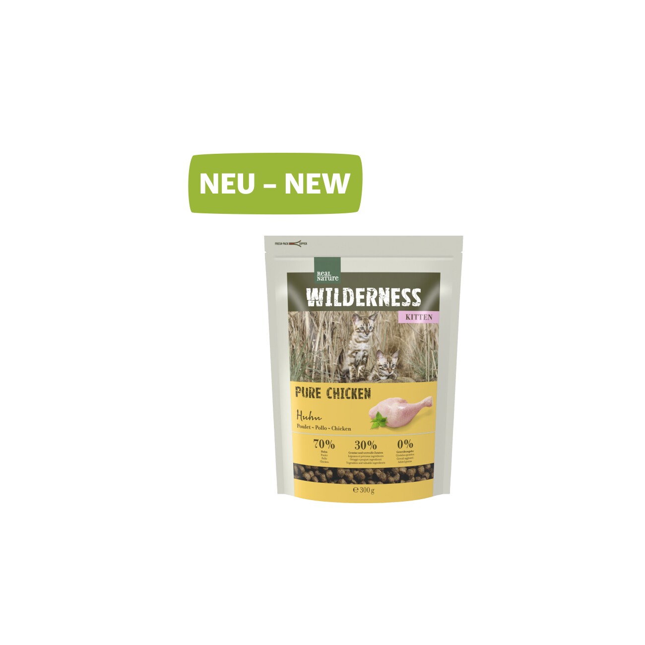 REAL NATURE WILDERNESS Trockenfutter Katze, Kitten, Pure Chicken 300 g