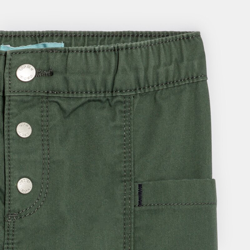 Pantalon peau de pêche vert kaki bébé garçon Vert