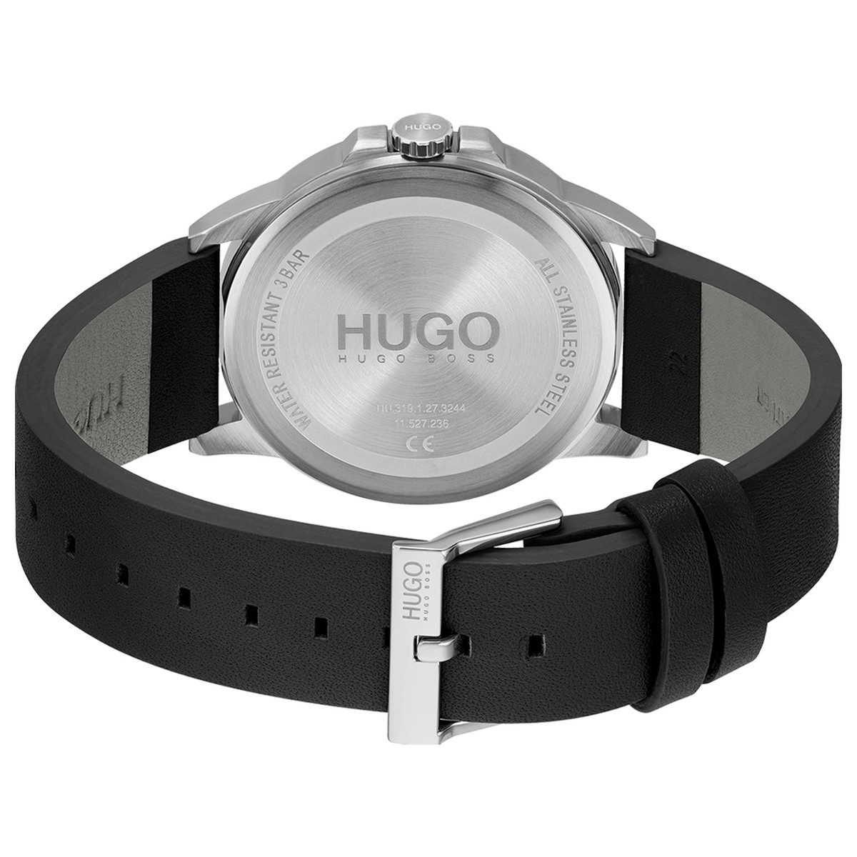 Montre HUGO First homme acier bracelet cuir noir